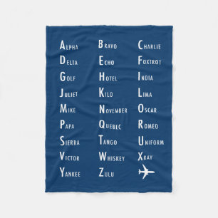 Phonetic Alphabet Aviation Fleece Blanket Deken