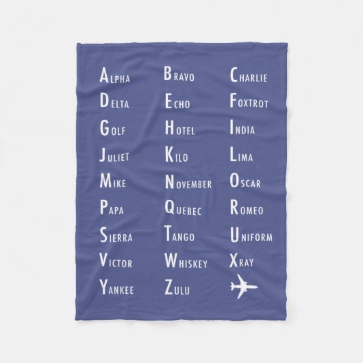 Phonetic Alphabet Aviation Paars Fleece Blanket Deken (Voorkant)