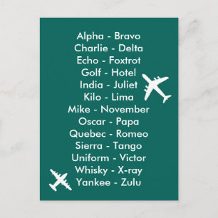 Phonetic Alphabet Aviation Planet Spotters Aero Briefkaart