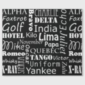 Phonetic Alphabet Black and White Pattern Cadeaupapier (Vlak)