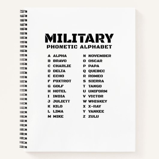 Phonetic Alphabet for the Military – Graph Spiral Notitieboek (Voorkant)