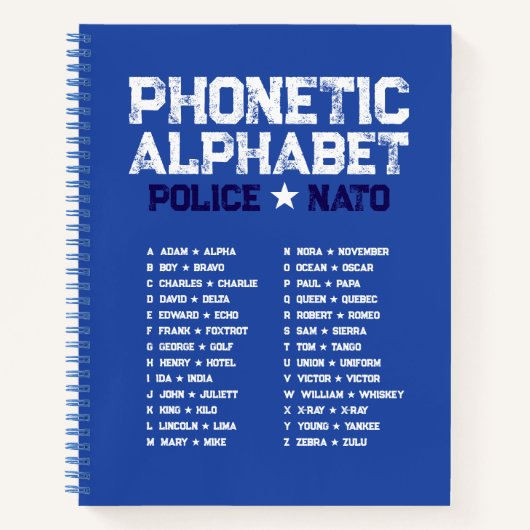 Phonetic Alphabet Police ★ NATO — Blue Spiral Notitieboek (Voorkant)