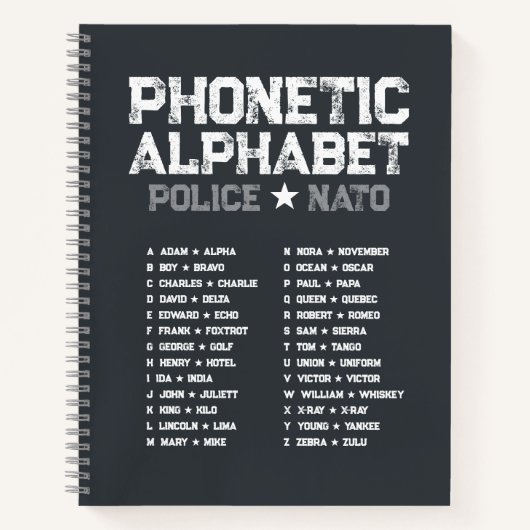 Phonetic Alphabet Police ★ NATO — Tactical Gray Notitieboek (Voorkant)