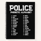 Phonetic Alphabet Police Notebook Adam-Zebra Black Notitieboek (Voorkant)