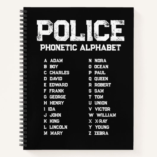 Phonetic Alphabet Police Notebook Adam-Zebra Black Notitieboek (Voorkant)