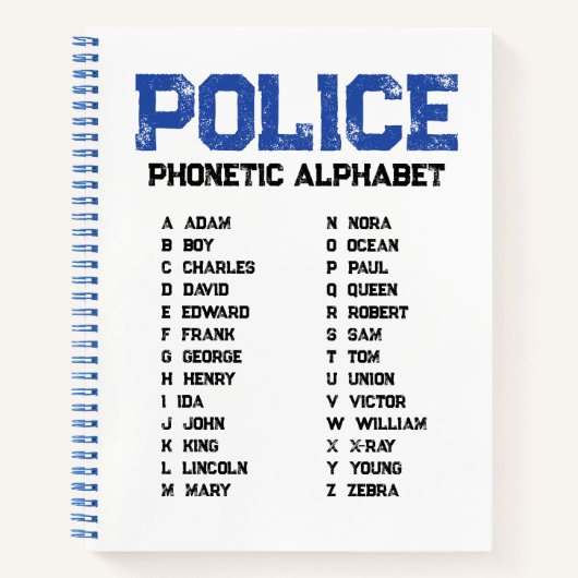 Phonetic Alphabet Police – Spiral Notebook Notitieboek (Voorkant)