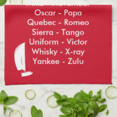 Phonetic Alphabet Red Sailboat Theedoek (Gevouwen)