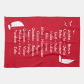 Phonetic Alphabet Red Sailboat Theedoek (Horizontaal)