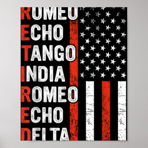 Phonetic Alphabet Remoe Veteran Retirement Army Poster