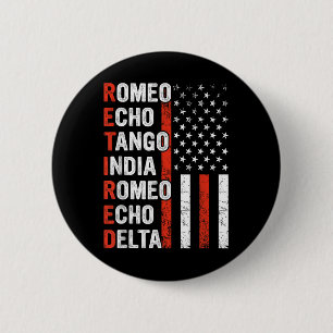 Phonetic Alphabet Remoe Veteran Retirement Army Ronde Button 5,7 Cm