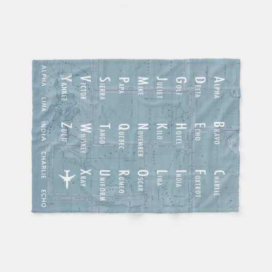 Phonetisch alfabet Aangepaste  blauwe kaart Fleece Deken (Voorkant (Horizontaal))