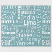 Phonetisch alfabet blauw en wit patroon cadeaupapier (Vlak)