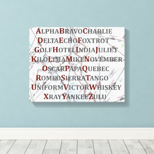 Phonetisch alfabet Canvas, thuiscadeaus voor de lu Canvas Afdruk (Insitu (Houten vloer))