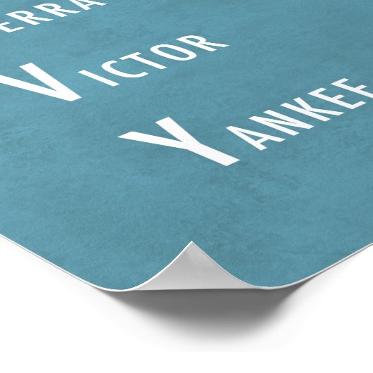 Phonetisch alfabet Persoonlijk blauw Poster (Hoek)