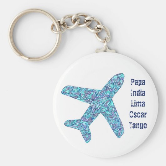 Phonetisch alfabet "Pilot"-vliegtuig Sleutelhanger (Voorkant)