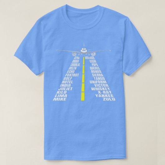 Phonetisch alfabet Vliegtuig Pilot Planet Aviator T-shirt (Design voorkant)