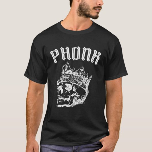 Phonk Skull Crown Esthetisch Skeleton Album Hoesje T-shirt (Voorkant)