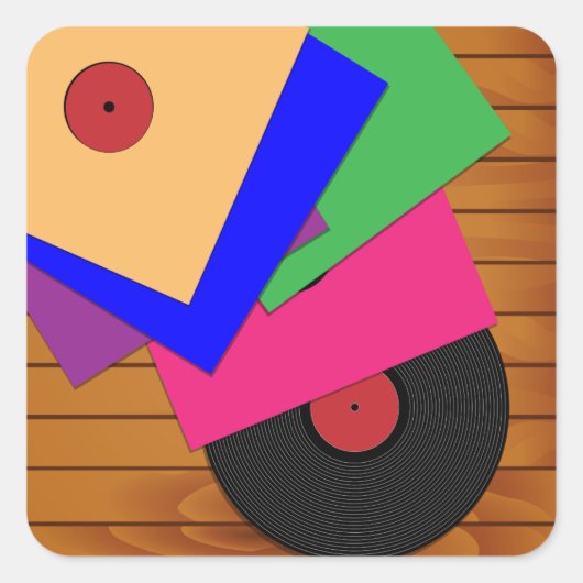 Phonograafrecords Vierkante Sticker (Voorkant)