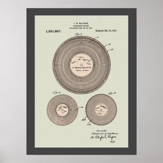 Phonograph Record Patent Poster (Voorkant)