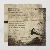 Phonograph Vintage bruiloft uitnodiging (Voorkant / Achterkant)