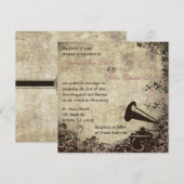 Phonograph Vintage Huwelijksuitnodiging Roze Kaart (Voorkant / Achterkant)