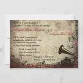Phonograph Vintage Wedding Invitation Red Kaart (Voorkant)