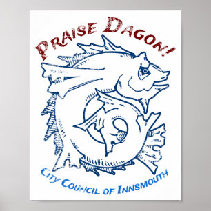 Phoogse Dagon Innsmouth Lovecraft Fish Horror Poster