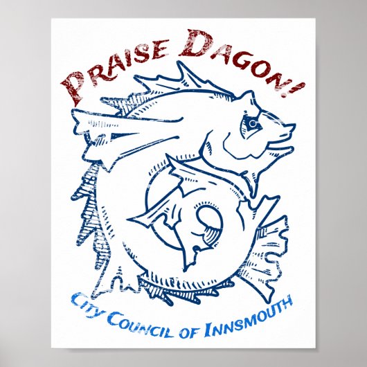 Phoogse Dagon Innsmouth Lovecraft Fish Horror Poster (Voorkant)