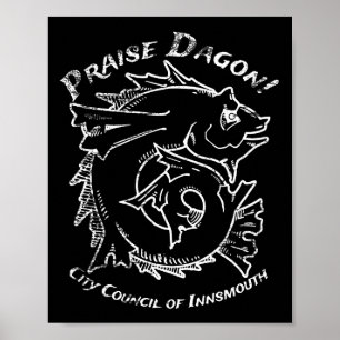 Phoogse Dagon Innsmouth Lovecraft Fish Horror Poster