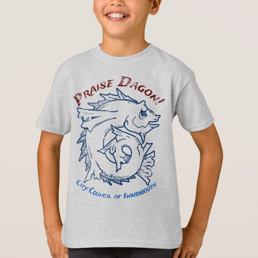 Phoogse Dagon Innsmouth Lovecraft Fish Horror T-shirt (Voorkant)