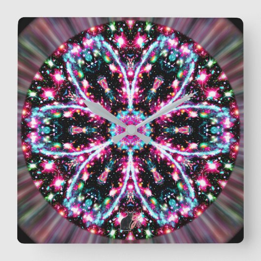 Phosphorescence Stellar Kaleid Vierkante Klok (Voorkant)