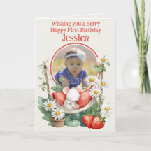 Photo 1st Birthday Folded Greeting Card