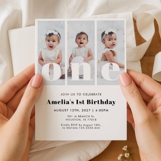Photo 1st Birthday Invitation Kaart