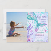 Photo 1st Birthday Under The Sea Mermaid Party Kaart (Voorkant)