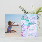 Photo 1st Birthday Under The Sea Mermaid Party Kaart (Staand voorkant)