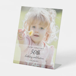 Photo 50th Birthday Tabletop Reclamebord Met Voetstuk