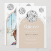 PHOTO 70s Silver Retro Disco Groovy Vrijgezellenfe Kaart (Voorkant / Achterkant)