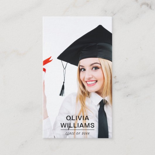 Photo Afstuderen Modern Simple Script Calling Card Contactkaartje (Voorkant)