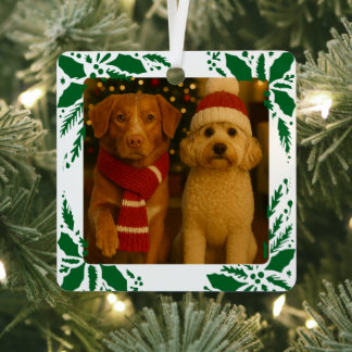 Photo and Custom Text Personalized Holly Metalen Ornament