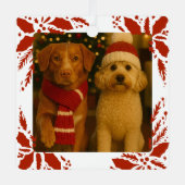 Photo and Custom Text Personalized Holly Metalen Ornament (Voorkant)