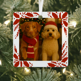Photo and Custom Text Personalized Holly Metalen Ornament