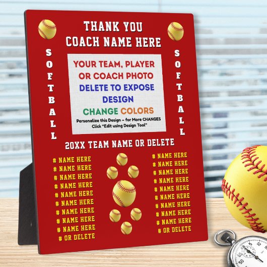 Photo and Personalized, Softball Coach Plaques  Fotoplaat