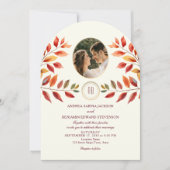 Photo and QR Code Fall Wedding Kaart (Voorkant)