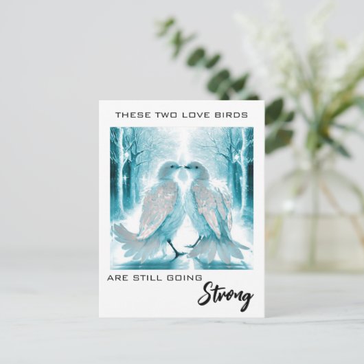 *~* PHOTO Anniversary Absract Love Birds AP54 Briefkaart (Staand voorkant)