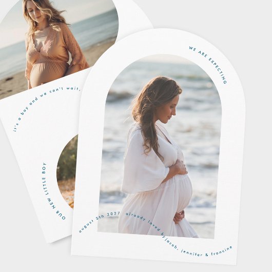Photo Arch Baby Blue zwangerschapsaankondiging Kaart