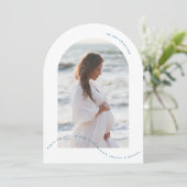 Photo Arch Baby Blue zwangerschapsaankondiging Kaart (Staand voorkant)