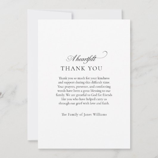 Photo Arch Christelijke begrafenis Dank u Bedankkaart (Achterkant)