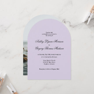 Photo Arch Shaped Lavender Wedding Invitation Kaart