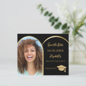 Photo arch zwart Afstuderen Save the Date kaart (Staand voorkant)