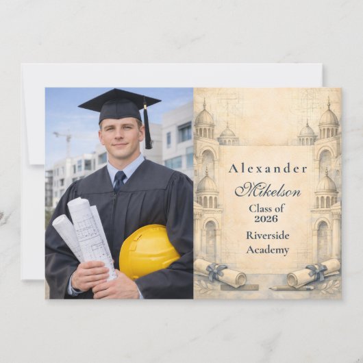 Photo Architecture Drafting Tools Graduation Aankondiging (Voorkant)